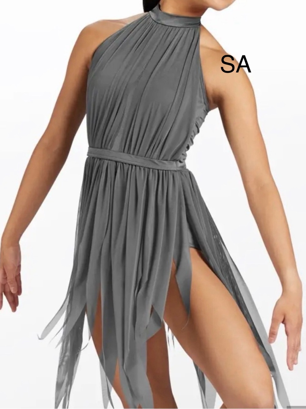 Weissman AS Grey Halter Fringe Dance Costume. Excellent Condition